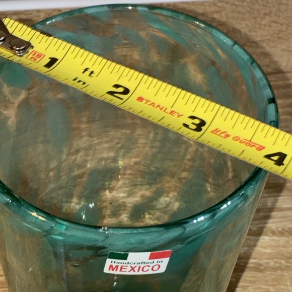 Hand Blown Glass Handcrafted In Mexico Green 6" Tall - Picture 5 of 8
